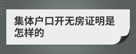 集体户口开无房证明是怎样的