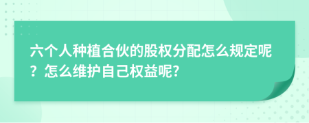 六个人种植合伙的股权分配怎么规定呢？怎么维护自己权益呢?