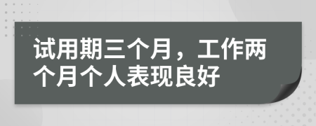 试用期三个月，工作两个月个人表现良好