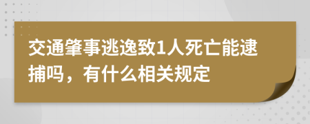 交通肇事逃逸致1人死亡能逮捕吗，有什么相关规定