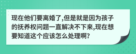 现在他们要离婚了,但是就是因为孩子的抚养权问题一直解决不下来,现在想要知道这个应该怎么处理啊？