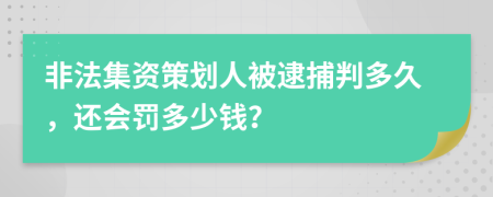 非法集资策划人被逮捕判多久，还会罚多少钱？