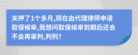 关押了1个多月,现在由代理律师申请取保候审,我想问取保候审到期后还会不会再审判,判刑？