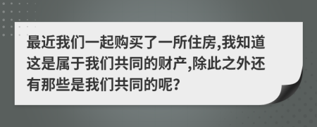 最近我们一起购买了一所住房,我知道这是属于我们共同的财产,除此之外还有那些是我们共同的呢？