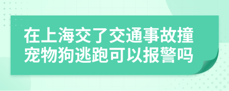 在上海交了交通事故撞宠物狗逃跑可以报警吗