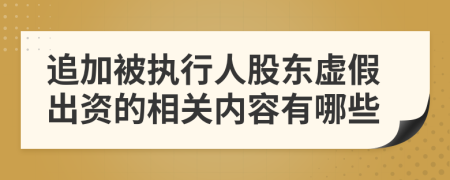 追加被执行人股东虚假出资的相关内容有哪些