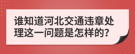 谁知道河北交通违章处理这一问题是怎样的？