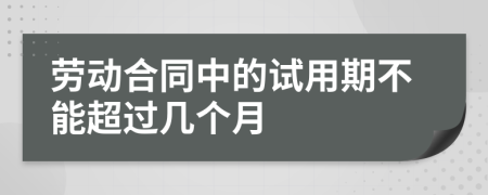 劳动合同中的试用期不能超过几个月