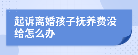 起诉离婚孩子抚养费没给怎么办