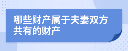 哪些财产属于夫妻双方共有的财产