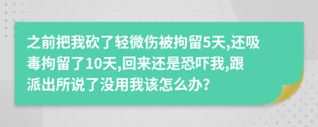 之前把我砍了轻微伤被拘留5天,还吸毒拘留了10天,回来还是恐吓我,跟派出所说了没用我该怎么办？