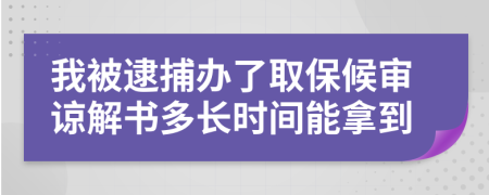 我被逮捕办了取保候审谅解书多长时间能拿到