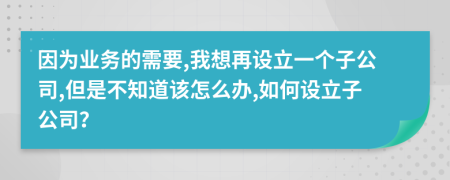 因为业务的需要,我想再设立一个子公司,但是不知道该怎么办,如何设立子公司？