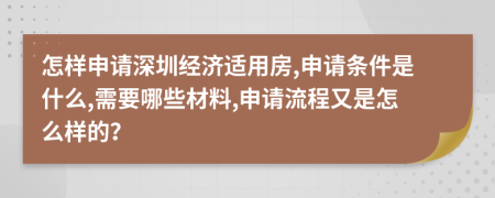 怎样申请深圳经济适用房,申请条件是什么,需要哪些材料,申请流程又是怎么样的？