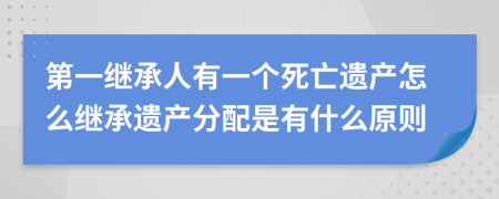 第一继承人有一个死亡遗产怎么继承遗产分配是有什么原则