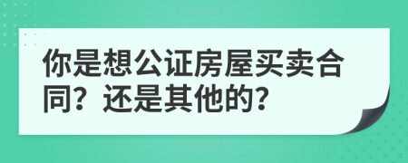 你是想公证房屋买卖合同？还是其他的？