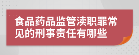 食品药品监管渎职罪常见的刑事责任有哪些