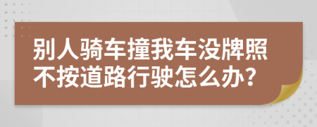 别人骑车撞我车没牌照不按道路行驶怎么办？
