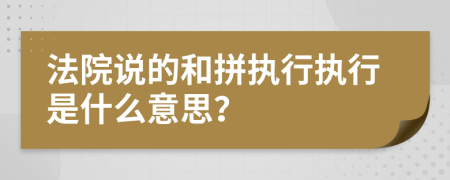 法院说的和拼执行执行是什么意思？