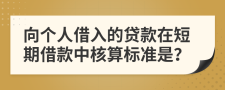 向个人借入的贷款在短期借款中核算标准是？