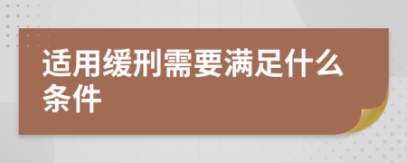 适用缓刑需要满足什么条件