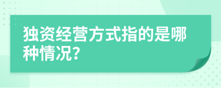 独资经营方式指的是哪种情况？