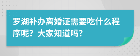 罗湖补办离婚证需要吃什么程序呢？大家知道吗？