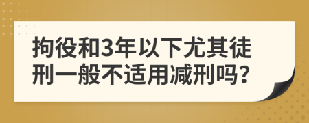 拘役和3年以下尤其徒刑一般不适用减刑吗？