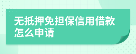 无抵押免担保信用借款怎么申请