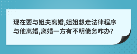 现在要与姐夫离婚,姐姐想走法律程序与他离婚,离婚一方有不明债务咋办?