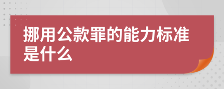 挪用公款罪的能力标准是什么