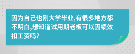 因为自己也刚大学毕业,有很多地方都不明白,想知道试用期老板可以因绩效扣工资吗?