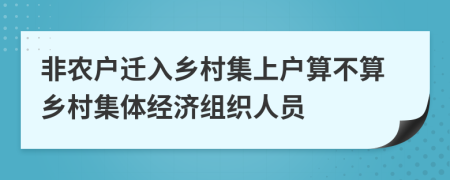 非农户迁入乡村集上户算不算乡村集体经济组织人员