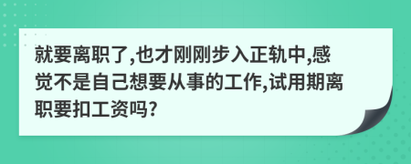 就要离职了,也才刚刚步入正轨中,感觉不是自己想要从事的工作,试用期离职要扣工资吗?