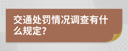 交通处罚情况调查有什么规定？