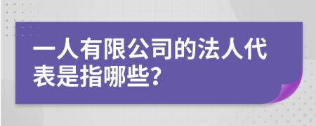 一人有限公司的法人代表是指哪些？