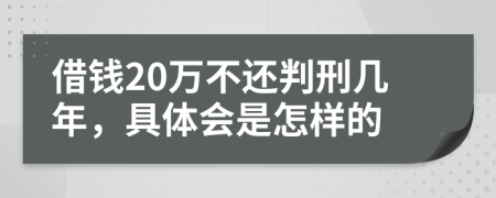 借钱20万不还判刑几年，具体会是怎样的