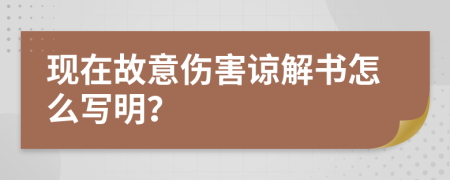 现在故意伤害谅解书怎么写明？