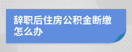 辞职后住房公积金断缴怎么办