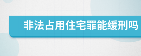 非法占用住宅罪能缓刑吗