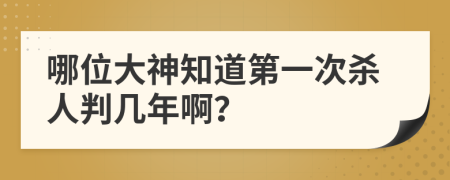 哪位大神知道第一次杀人判几年啊？