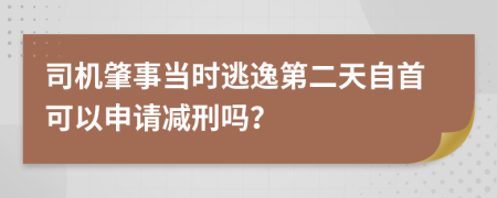 司机肇事当时逃逸第二天自首可以申请减刑吗？