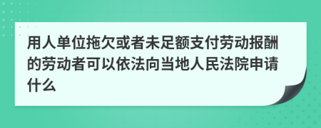 用人单位拖欠或者未足额支付劳动报酬的劳动者可以依法向当地人民法院申请什么