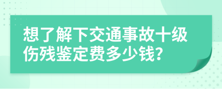 想了解下交通事故十级伤残鉴定费多少钱？