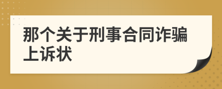 那个关于刑事合同诈骗上诉状