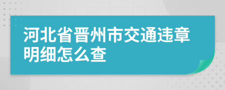 河北省晋州市交通违章明细怎么查