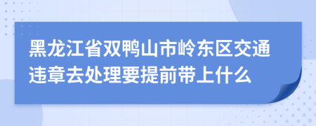 黑龙江省双鸭山市岭东区交通违章去处理要提前带上什么