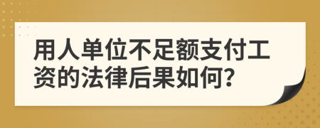 用人单位不足额支付工资的法律后果如何？