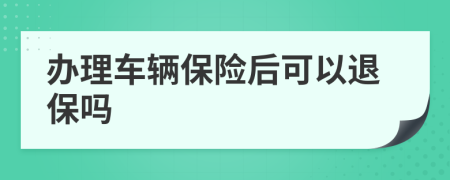 办理车辆保险后可以退保吗