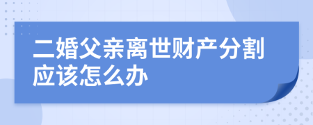 二婚父亲离世财产分割应该怎么办